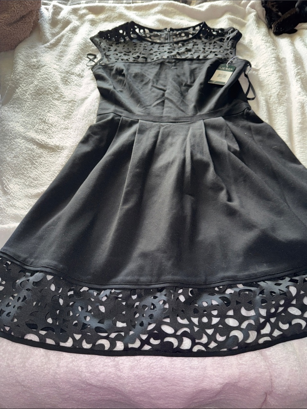 Lauren Ralph Lauren Black Laser-Cut Fit & Flare Mini Dress